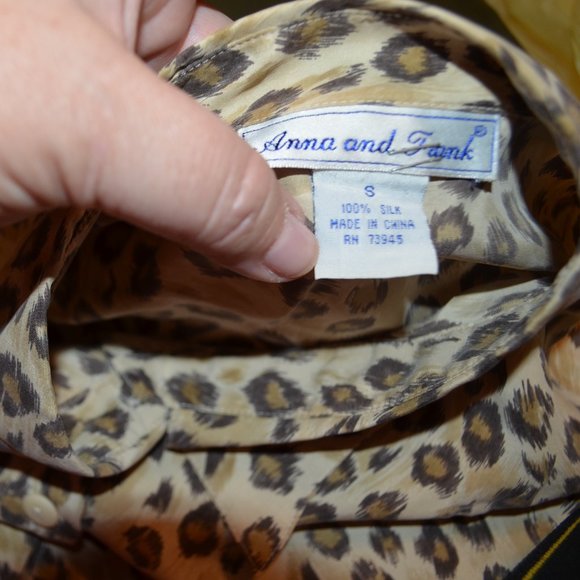 Sz S Anna & Frank Vintage Leopard 100% Silk Shirt - Picture 11 of 11